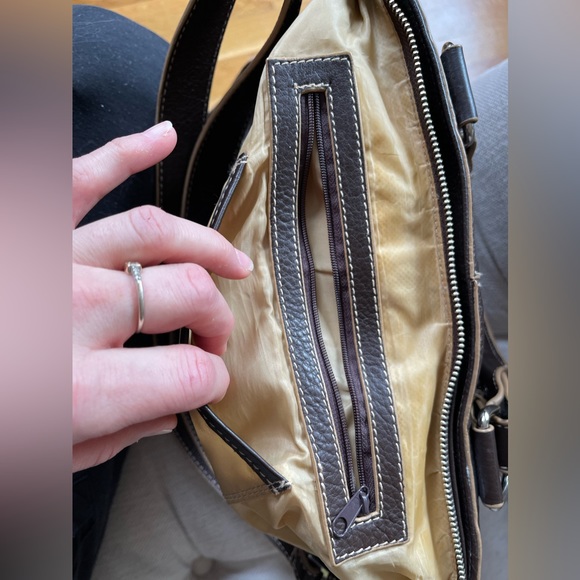 FORTUNA VALENTINO BROWN LEATHER HANDBAG DETACHABLE STRAP CROSSBODY SATCHEL PURSE - Picture 12 of 13